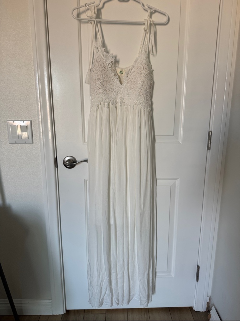 Pink blush Ivy Crochet Lace Maxi Dress with Tie Straps